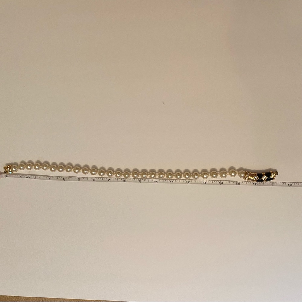 SWAROVSKI NECKLACE CHOKER PEARLS GOLD BLACK ENAMEL CRYSTALS 17” STATEMENT - Picture 12 of 12